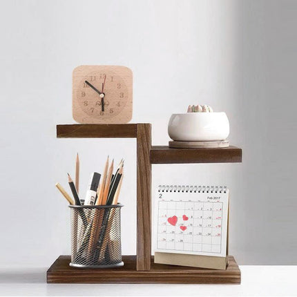 Wooden Desktop Storage Shelf Simple Decorative Flower Stand for Home Office