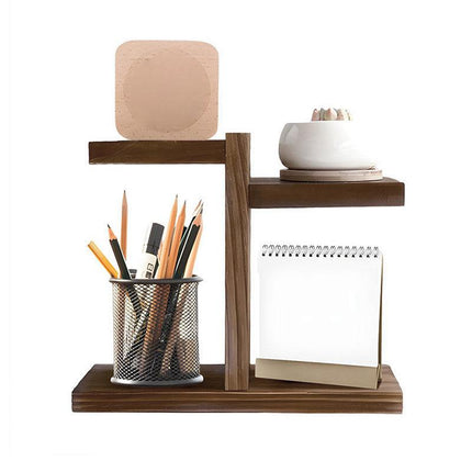Wooden Desktop Storage Shelf Simple Decorative Flower Stand for Home Office