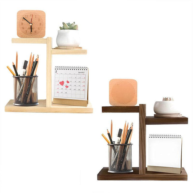 Wooden Desktop Storage Shelf Simple Decorative Flower Stand for Home Office