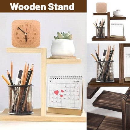 Wooden Desktop Storage Shelf Simple Decorative Flower Stand for Home Office