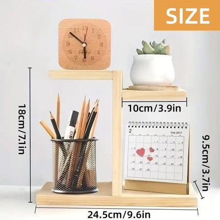 Wooden Desktop Storage Shelf Simple Decorative Flower Stand for Home Office