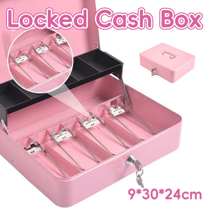 Metal Register Cash Box Key Lock for Retail Shop Market Cashier Money Storage