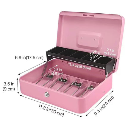 Metal Register Cash Box Key Lock for Retail Shop Market Cashier Money Storage