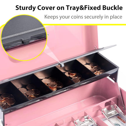 Metal Register Cash Box Key Lock for Retail Shop Market Cashier Money Storage