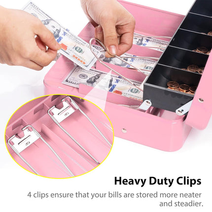 Metal Register Cash Box Key Lock for Retail Shop Market Cashier Money Storage