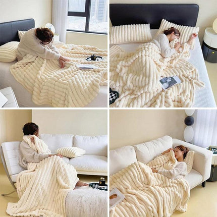 Plush Blanket Leisure Blanket Autumn Winter Warm Nap Throw Soft Cozy
