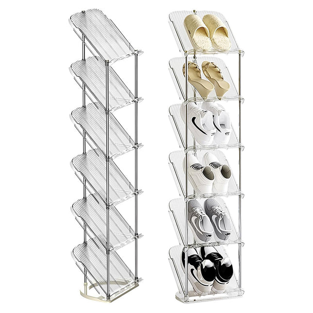 6 Tier Shoe Rack Stackable Sturdy for Home Entryway Hallway Space Saving Storage