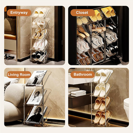 6 Tier Shoe Rack Stackable Sturdy for Home Entryway Hallway Space Saving Storage