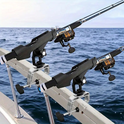 Adjustable Rotating Fishing Rod Holder Mount for Kayak Canoe Boat Rail Clamp