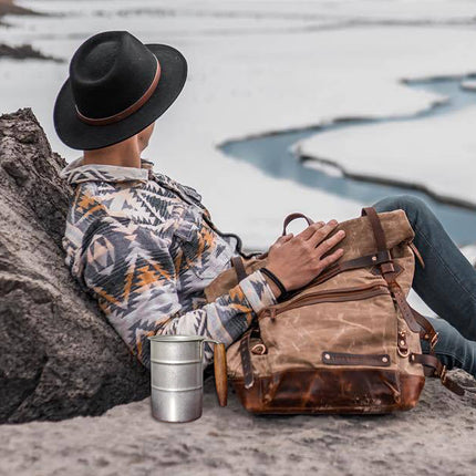 Retro Stainless Steel Cup 350ml Wood Handle Vintage Drum Camping Mug