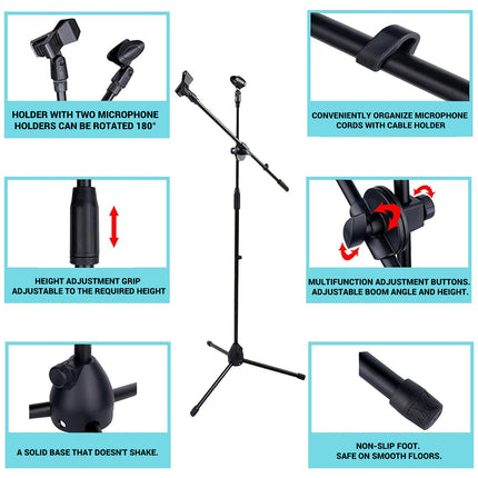 Foldable Adjustable Microphone Tripod Stand Durable NonSlip Stage Studio Karaoke