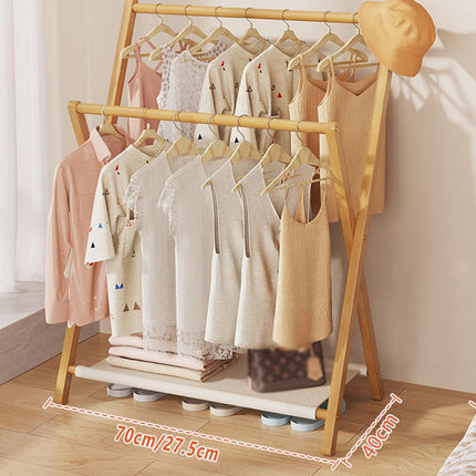 Folding Clothes Hanger Indoor Floor Bedroom Garment Rack Simple Hanging Stand