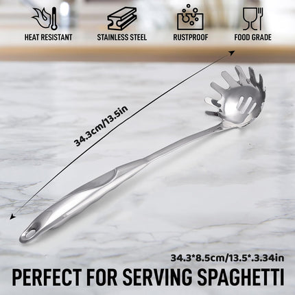 Stainless Steel Pasta Server Cooking Tool Spaghetti Spoon Fork Kitchen Utensil