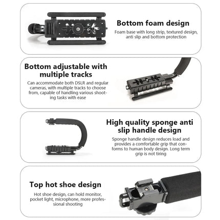 U Shaped Camera Stabilizer Rig For DSLR Video Shooting with Flash Mount Hot Shoe
