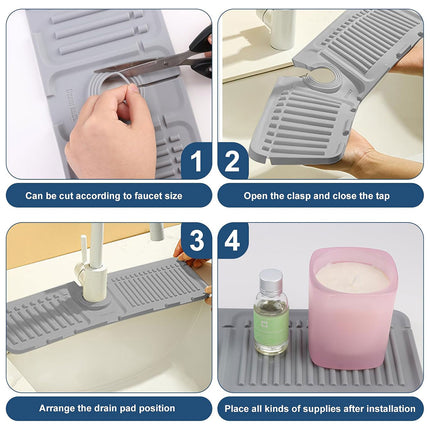Faucet Draining Pad Narrow Sink Splash Guard Mat for Washbasin Water Catcher