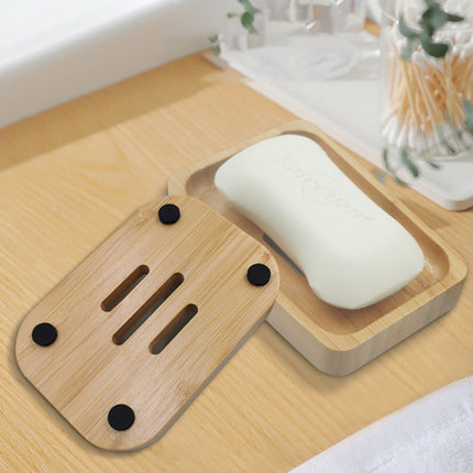 Bamboo Soap Box Single Layer Drainage Waterproof for Bathroom Hotel Toilet Use