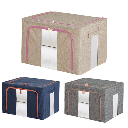 100L Foldable Storage Box Crushed Steel Frame Clothes Quilt Toys Organizer