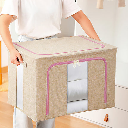 100L Foldable Storage Box Crushed Steel Frame Clothes Quilt Toys Organizer