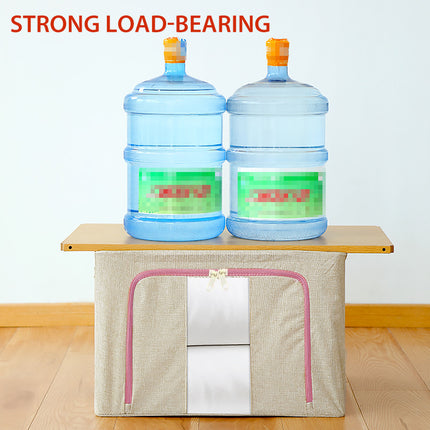 100L Foldable Storage Box Crushed Steel Frame Clothes Quilt Toys Organizer