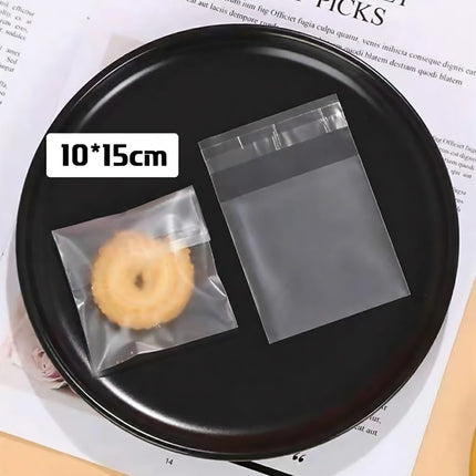 100X Translucent Plastic Candy Packaging Bags Self Adhesive Cookie Biscuit Bags