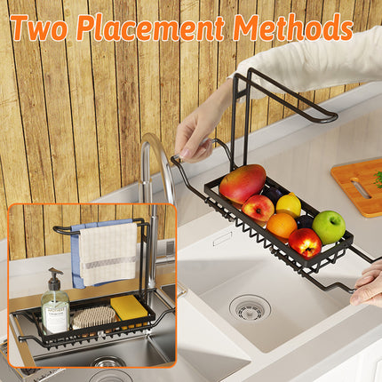 Kitchen Stainless Steel Cloth Rack Sink Retractable Storage Rack Space Saving