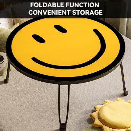 Foldable Small Table with Smiley Face Pattern Childrens Study Desk Play Table