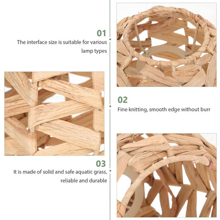 Natural Straw Woven Lampshade 22x18cm Rattan Style Pendant Light Shade Decor