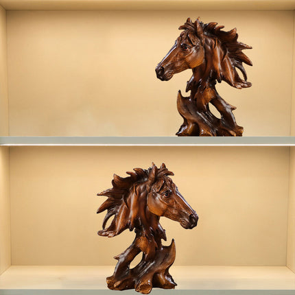 Horse Head Animal Figurine for Office Decoration Realistic Resin Craft for Home