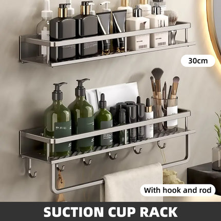 Suction Cup Storage Rack Bathroom Wall Mounted Organizer Shower Toiletry Holder