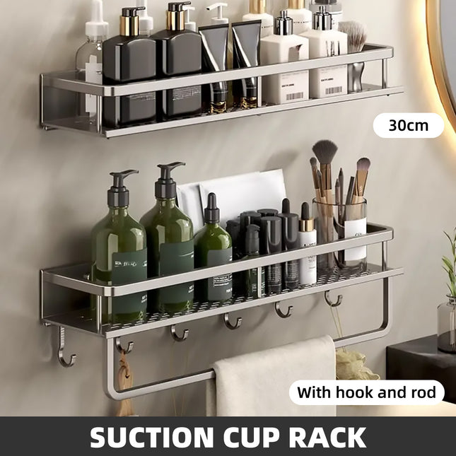 Suction Cup Storage Rack Bathroom Wall Mounted Organizer Shower Toiletry Holder