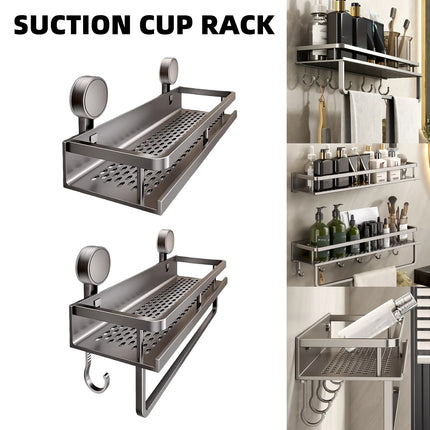 Suction Cup Storage Rack Bathroom Wall Mounted Organizer Shower Toiletry Holder