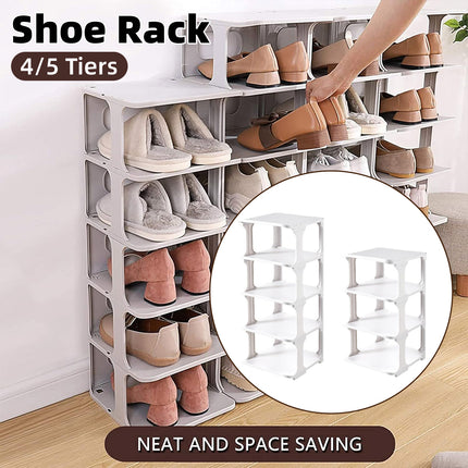 4/5Tier Shoe Rack Organizer Shelf Space Saving Storage Stand For Entryway Home