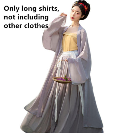 Hanfu Grey Beizi Coat Traditional Chinese Outerwear for Spring and Summer