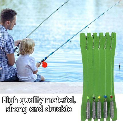 5 Pack Fishing Drop Hook Lead Sinker Bait Rig Board Tackle Accessories Set