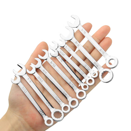 10PCS Mini Mirror Polishing Open-end Wrench and Double-purpose Wrench Set 4-11mm