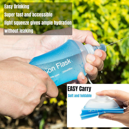 Folding Sports Water Bottle TPU Soft 150ml 250ml 500ml Dust Cap Travel Gym