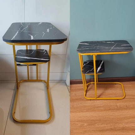 Modern Living Room Side Table 2 Tier with Rounded Corners Easy to Clean Sturdy