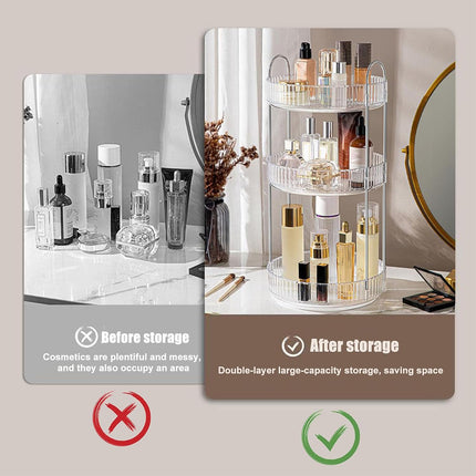 Rotating Vanity Storage Rack 360 Degree Cosmetic Organizer For Makeup Beauty
