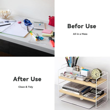 Double Layer Storage Shelf Desktop Organizer Cosmetics Stationery Rack for Desk