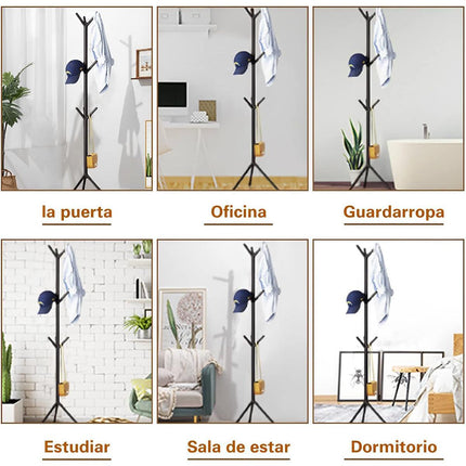 6Hooks Coat Stand Rack Clothes Hanger Hat Tree Jacket Umbrella Storage Organizer