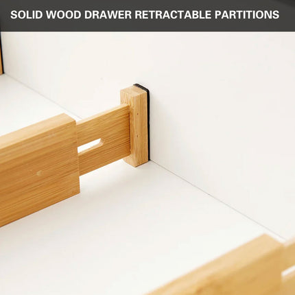 4PCS Bamboo Drawer Retractable Partitions Durable for Home Kitchen Desk Use