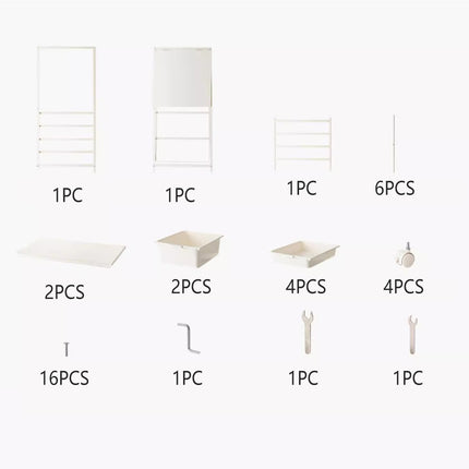 Portable Movable Multi-Layer Side Table Sturdy Storage Shelf Space Saving