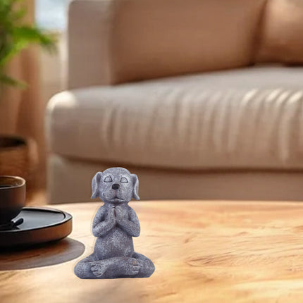 Meditation Dog Ornament Resin Peaceful Pose for Home Office Zen Spiritual Decor