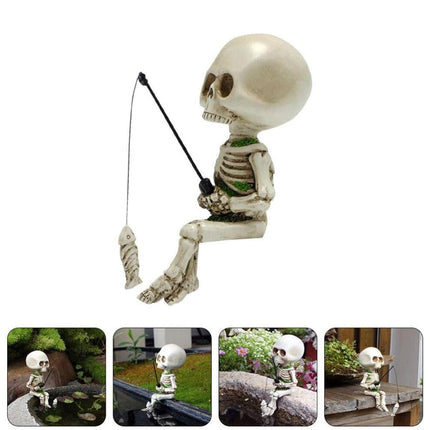 Skeleton Fishing Ornament Decorative Flower Pot Decoration for Home or Garden
