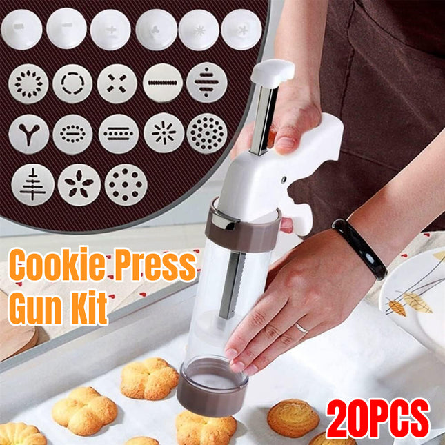 20 PCS DIY Manual Cookie Press Mold Decorating Kit Baking Tool Set for Pastry and Cake