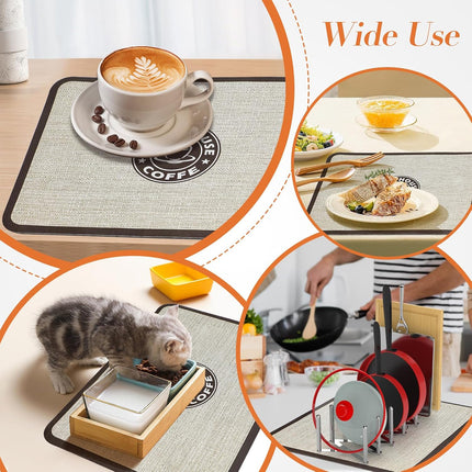 Super Draining Dish Drying Mat Quick Dry Coffee Kitchen Bathroom Tableware Pad