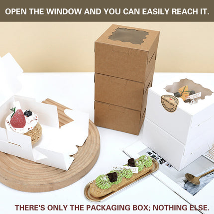 50PCS Cake Packaging Boxes Transparent Window Design 10.2x10.2x6.7cm Durable