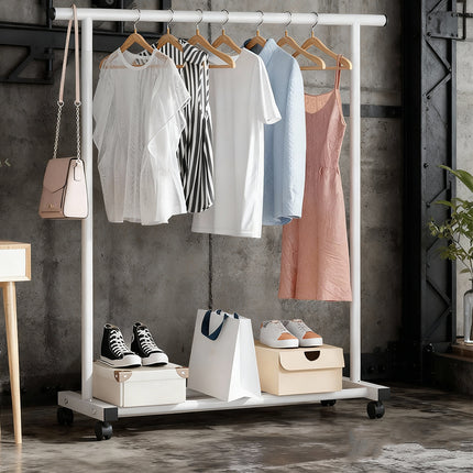Portable Clothes Rack with Wheels Durable Iron Material for Enterway Bedroom Use