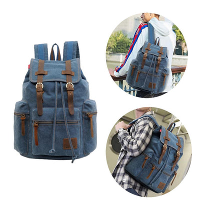 Stylish Blue Canvas Shoulder Bag Mens Travel Crossbody Messenger Tote Bag