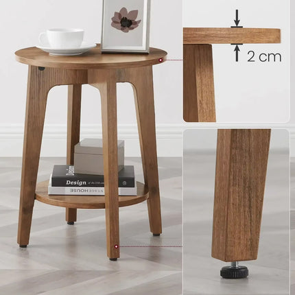 Wood Double-Layer Small Round Table Sturdy Stable for Home Living Room Decor